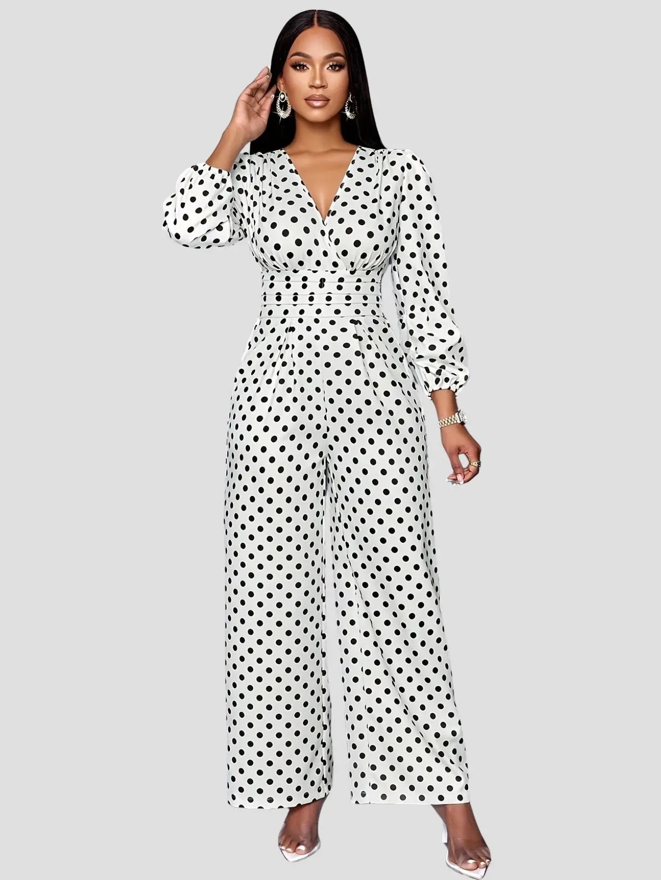 Polka Dot Jumpsuit Wide Leg Bubiana