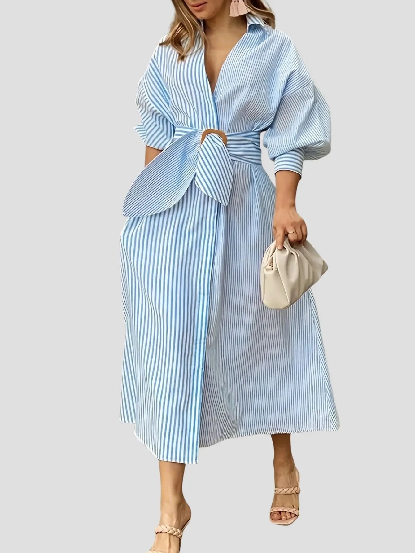 Striped A-Line Midi Dress Bubiana