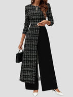 Plaid Jumpsuit Vintage Long Sleeve Bubiana
