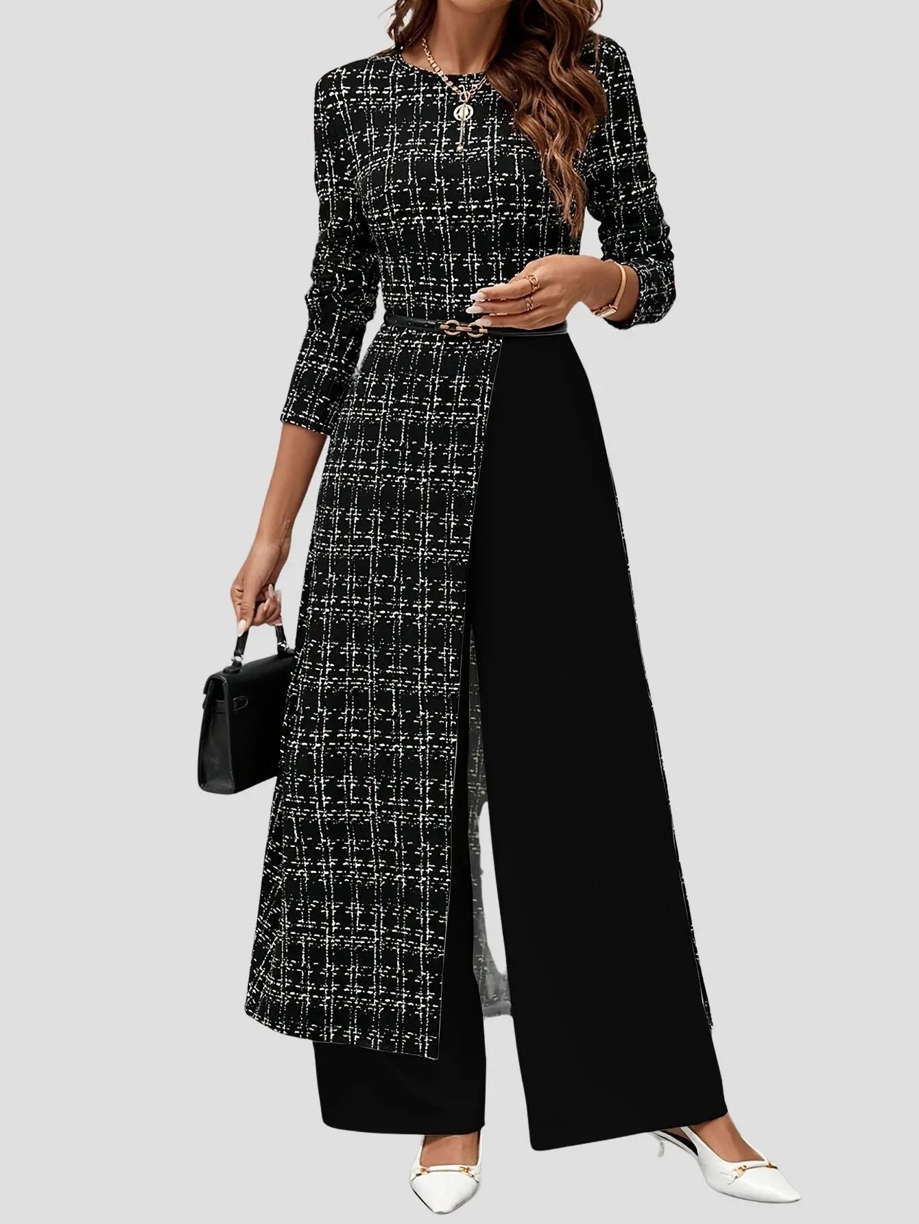 Plaid Jumpsuit Vintage Long Sleeve Bubiana