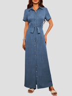 Short Sleeve Maxi Dress with Belt Bubiana