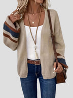 Retro Color-Block Cardigan Open Front Bubiana