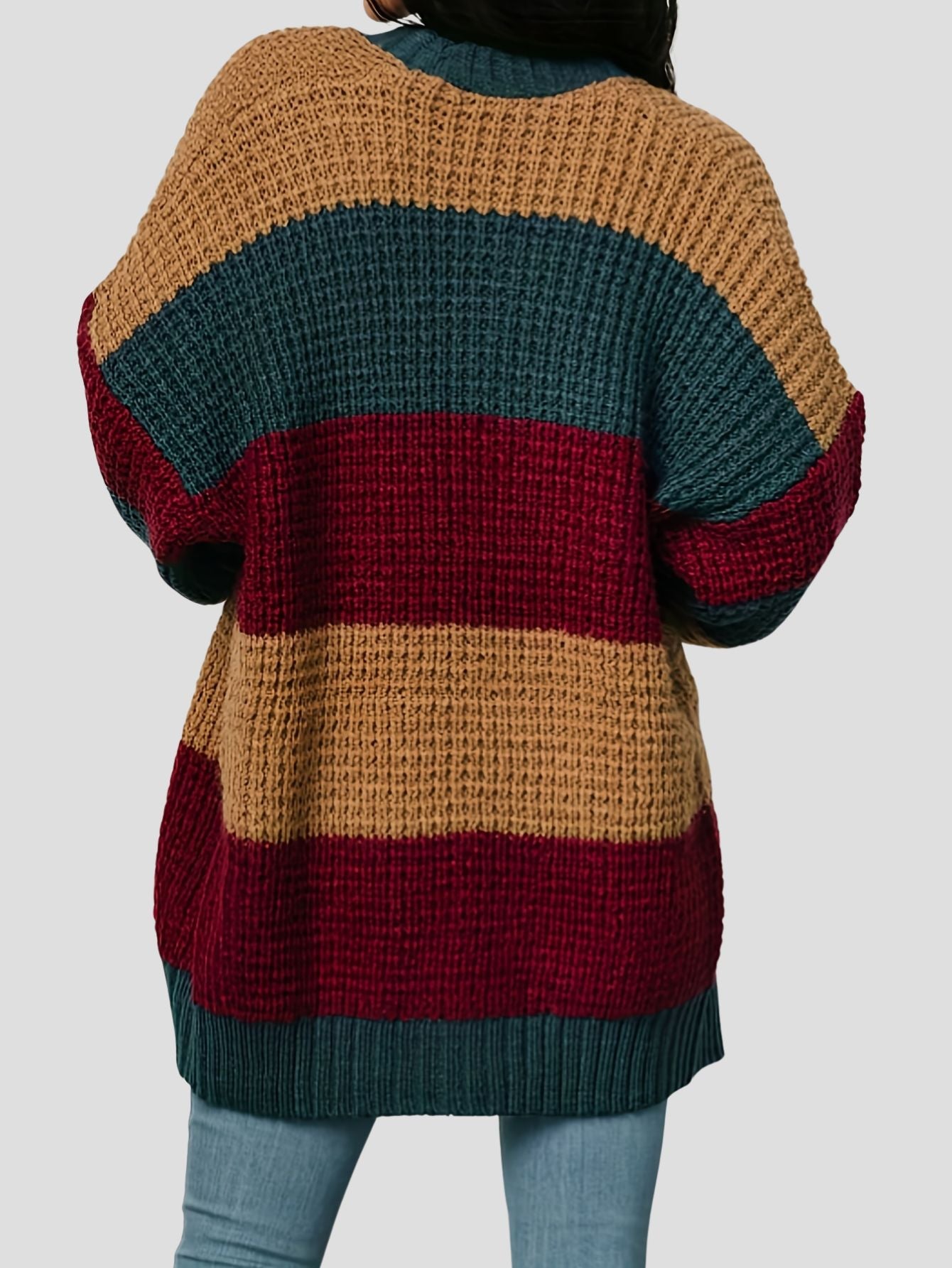 Plus Size Striped Cardigan Bubiana