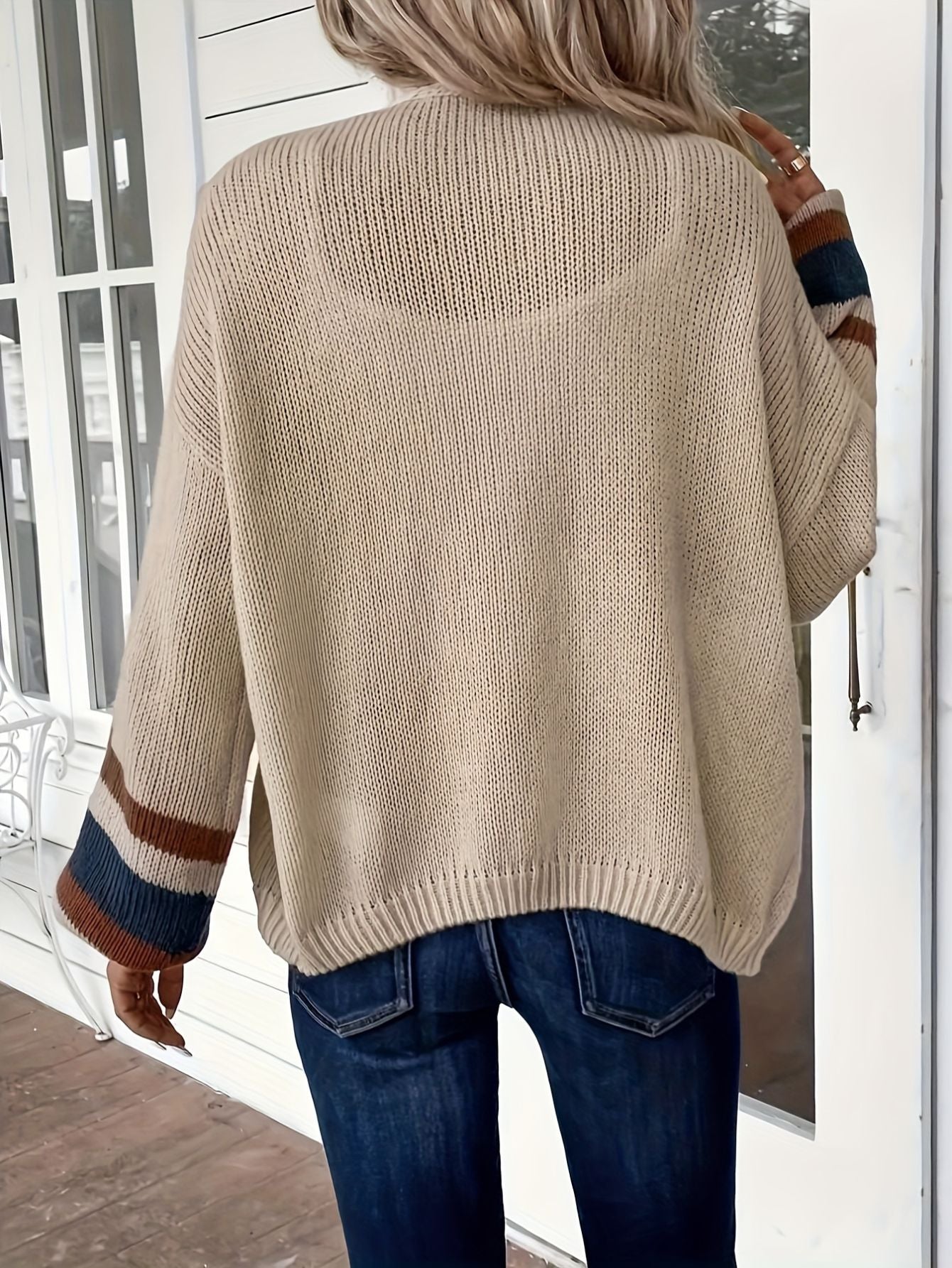 Retro Color-Block Cardigan Open Front Bubiana