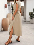 Elegant Button down Midi Dress Bubiana