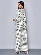 Polka Dot Jumpsuit Wide Leg Bubiana