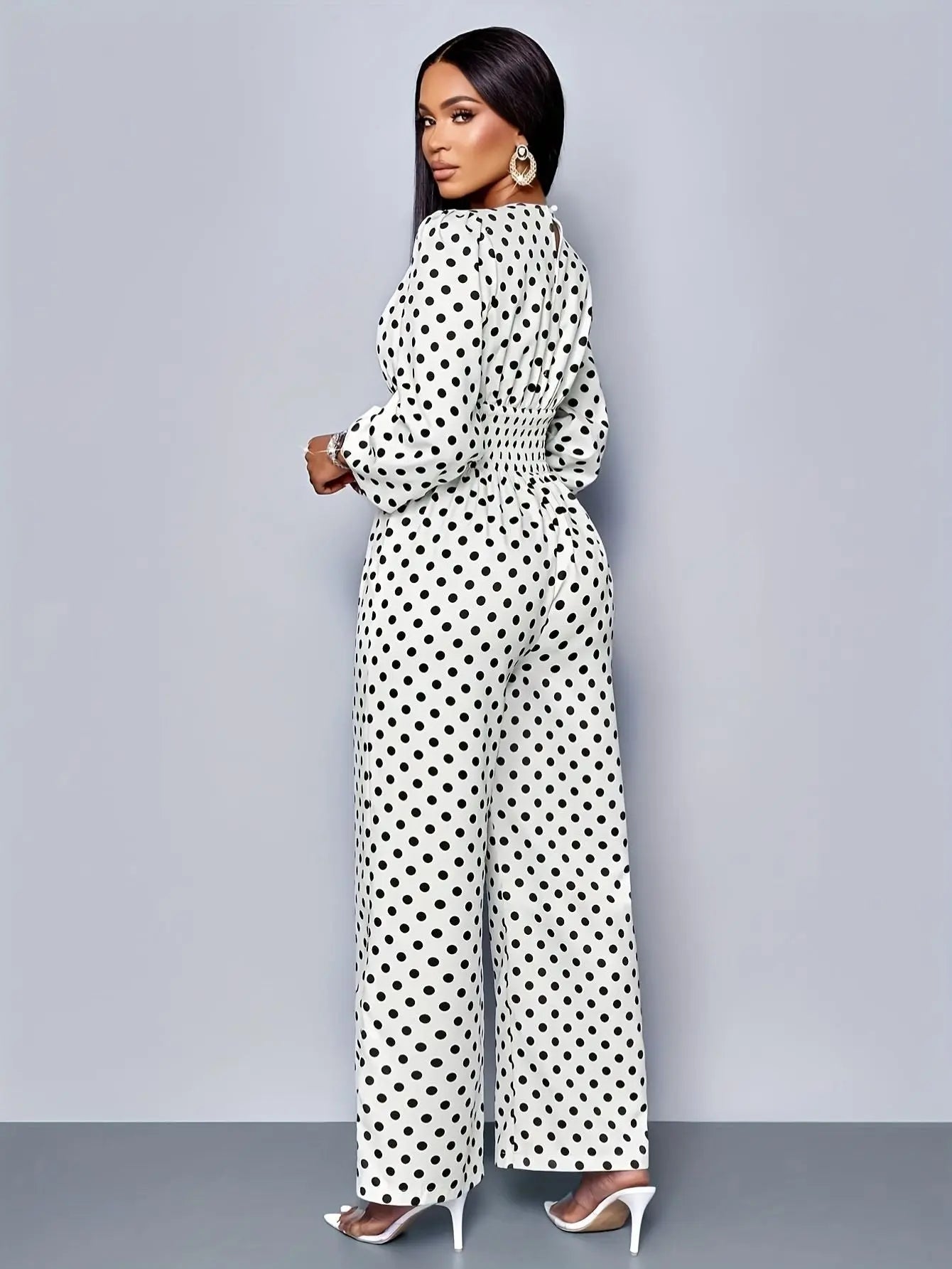 Polka Dot Jumpsuit Wide Leg Bubiana