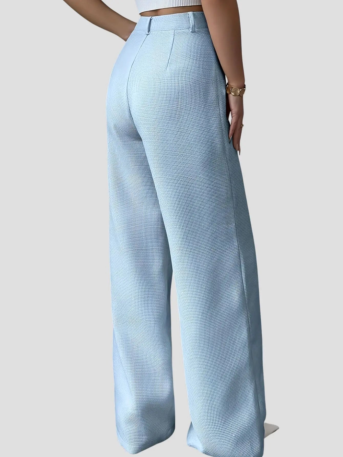 High-Waisted Wide-Leg Pants Button Detail Bubiana