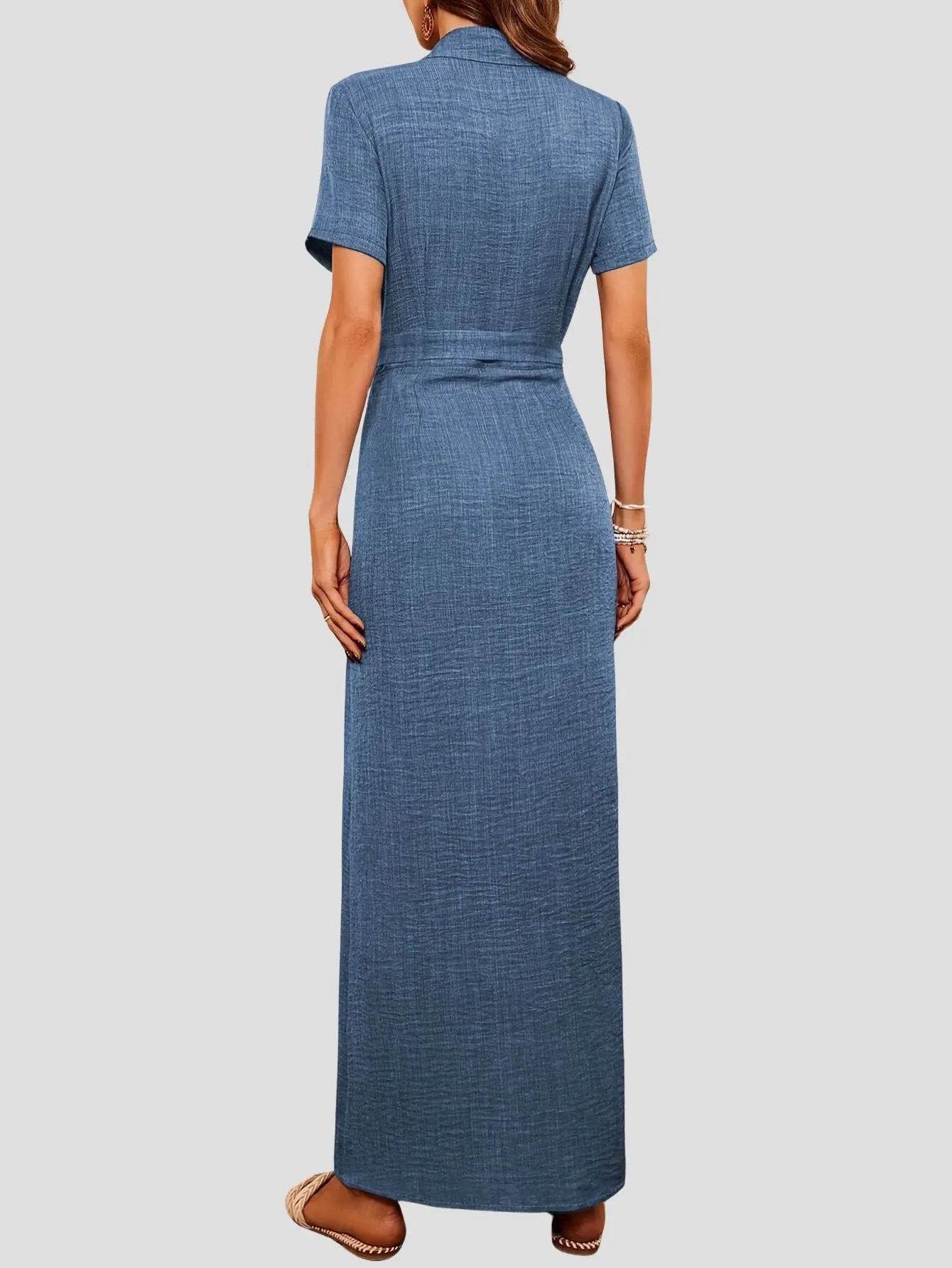 Short Sleeve Maxi Dress with Belt Bubiana