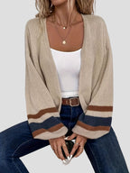 Retro Color-Block Cardigan Open Front Bubiana