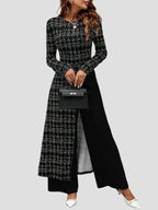 Plaid Jumpsuit Vintage Long Sleeve Bubiana