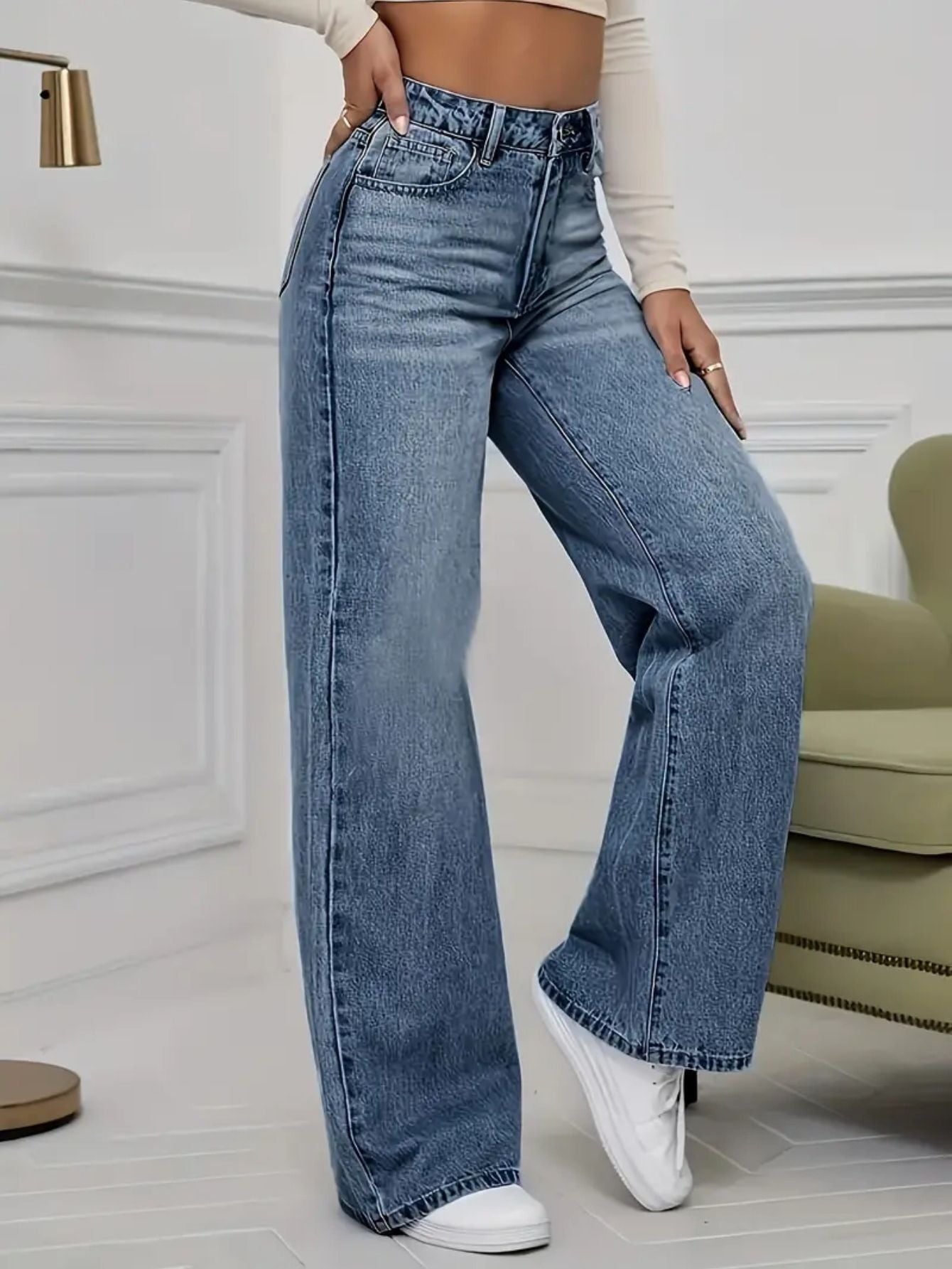 High-Waisted Denim Pants Bubiana