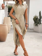 Elegant Button down Midi Dress Bubiana