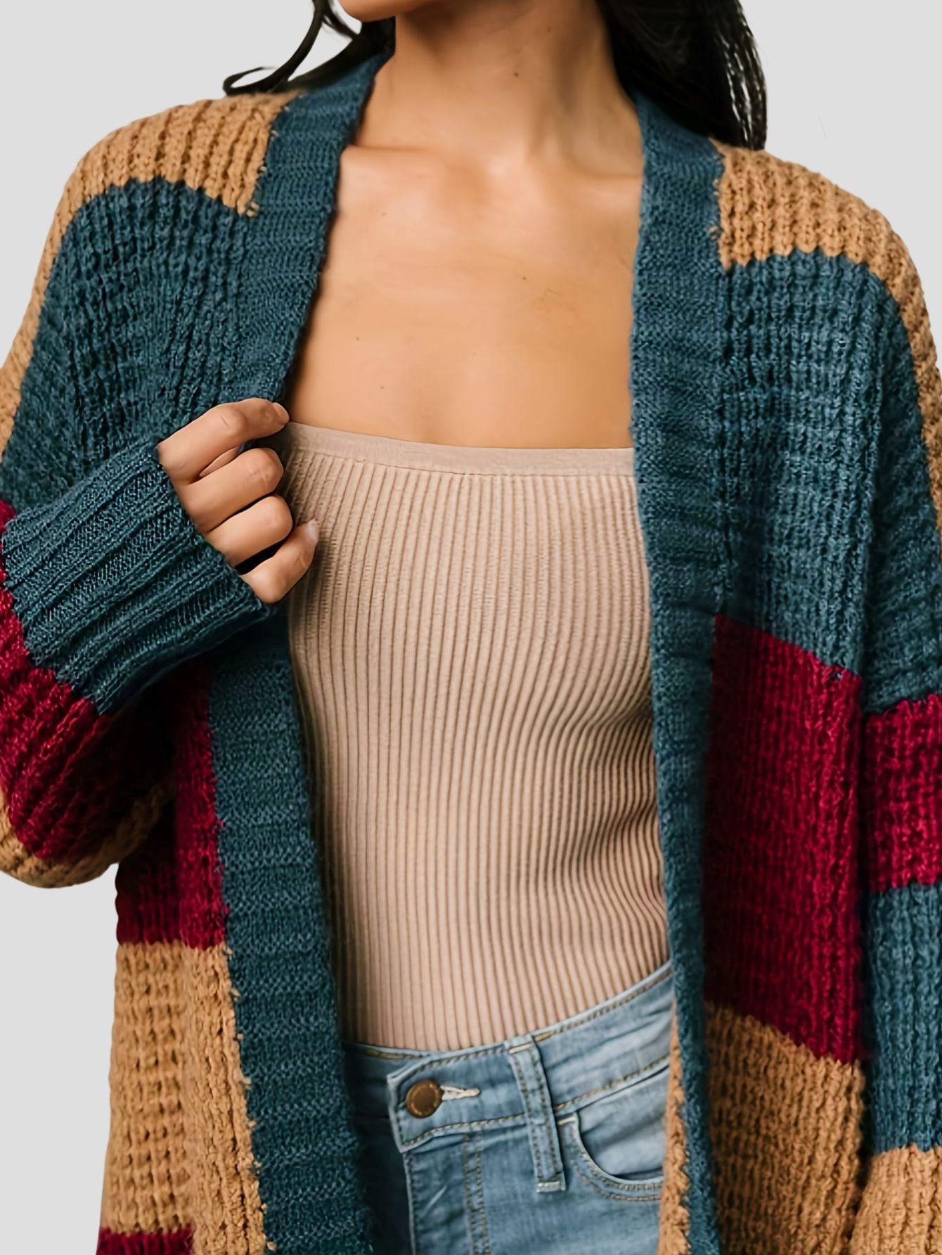 Plus Size Striped Cardigan Bubiana