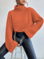 High-Neck Waffle Sweater Relaxed Fit Bubiana