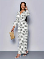 Polka Dot Jumpsuit Wide Leg Bubiana