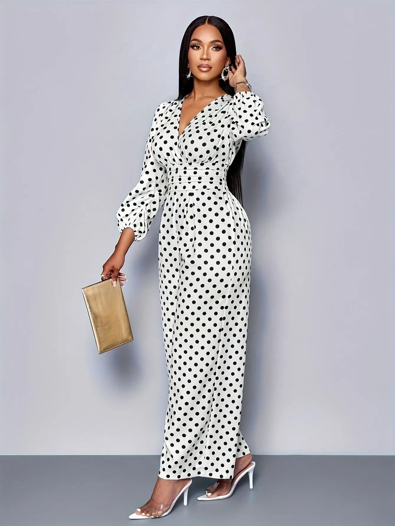 Polka Dot Jumpsuit Wide Leg Bubiana