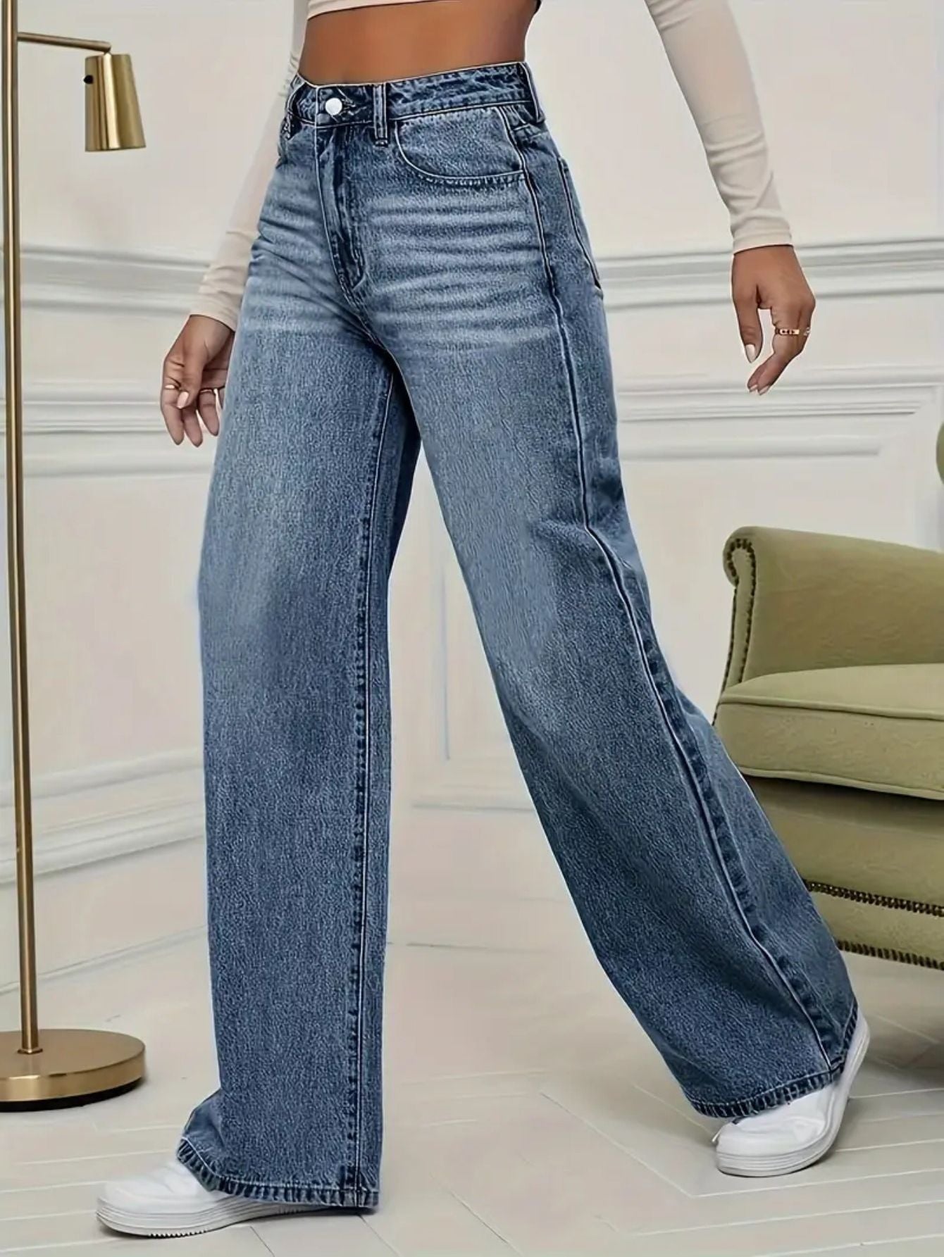 High-Waisted Denim Pants Bubiana