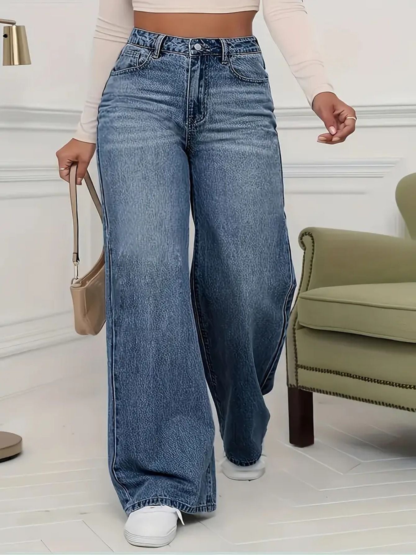 High-Waisted Denim Pants Bubiana