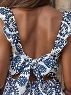 Floral Jumpsuit Ruffle Hem Sleeveless Bubiana