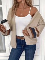 Retro Color-Block Cardigan Open Front Bubiana