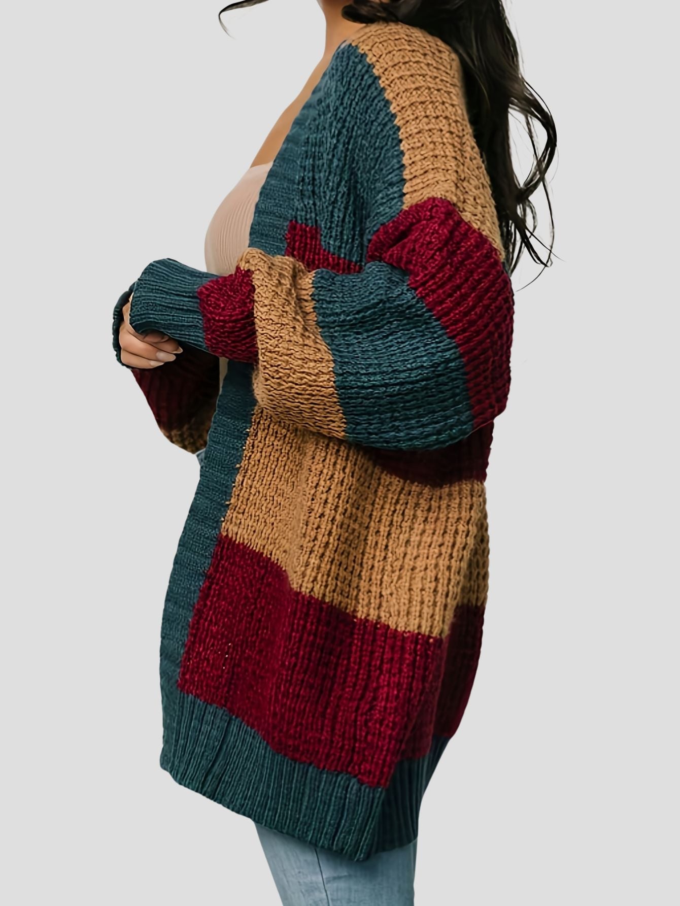 Plus Size Striped Cardigan Bubiana
